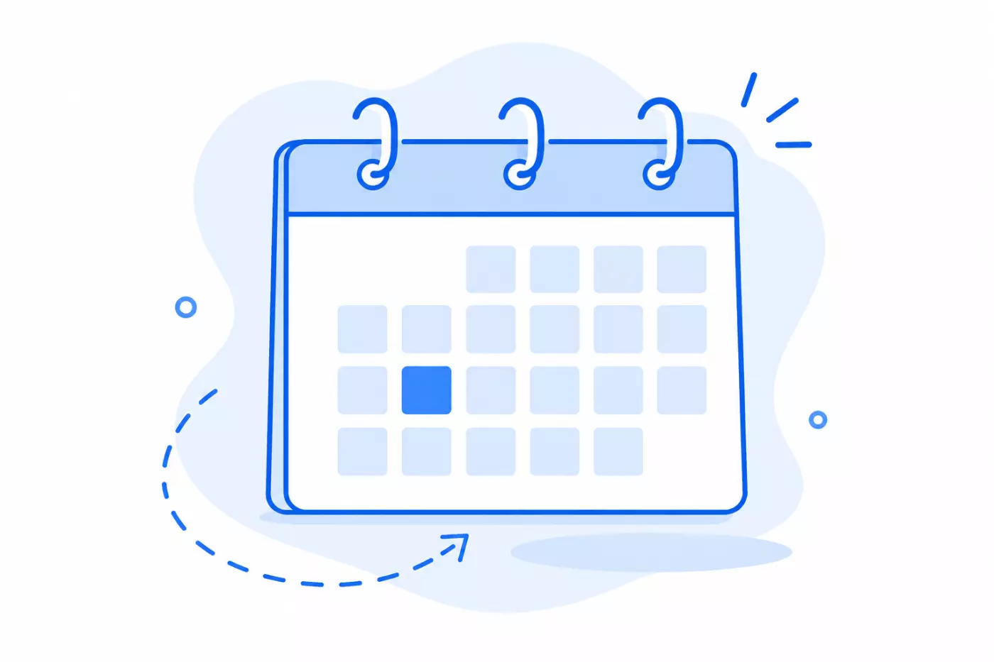 Illustration of a calendar with a highlighted date and decorative background.