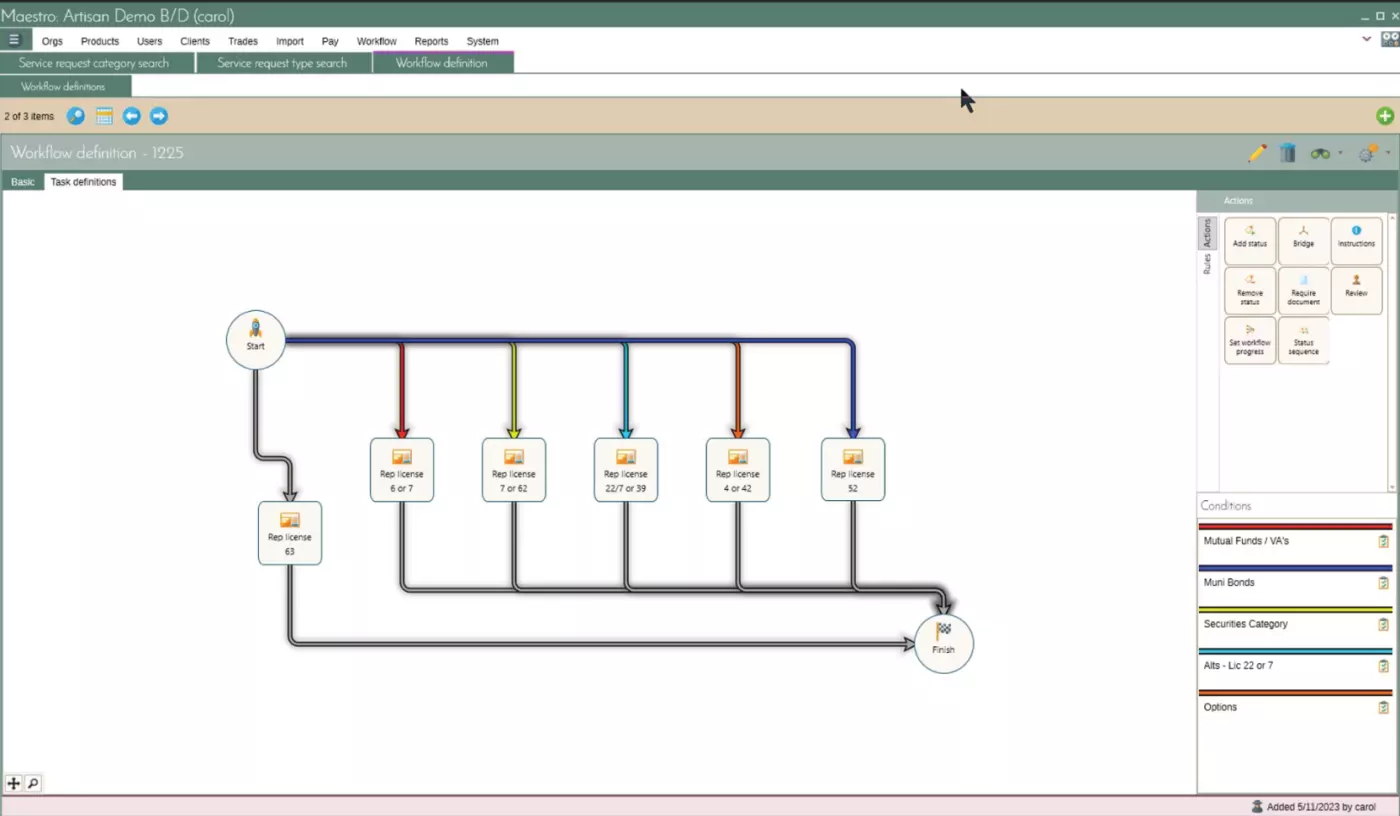 Maestro's Workflow Example Screenshot